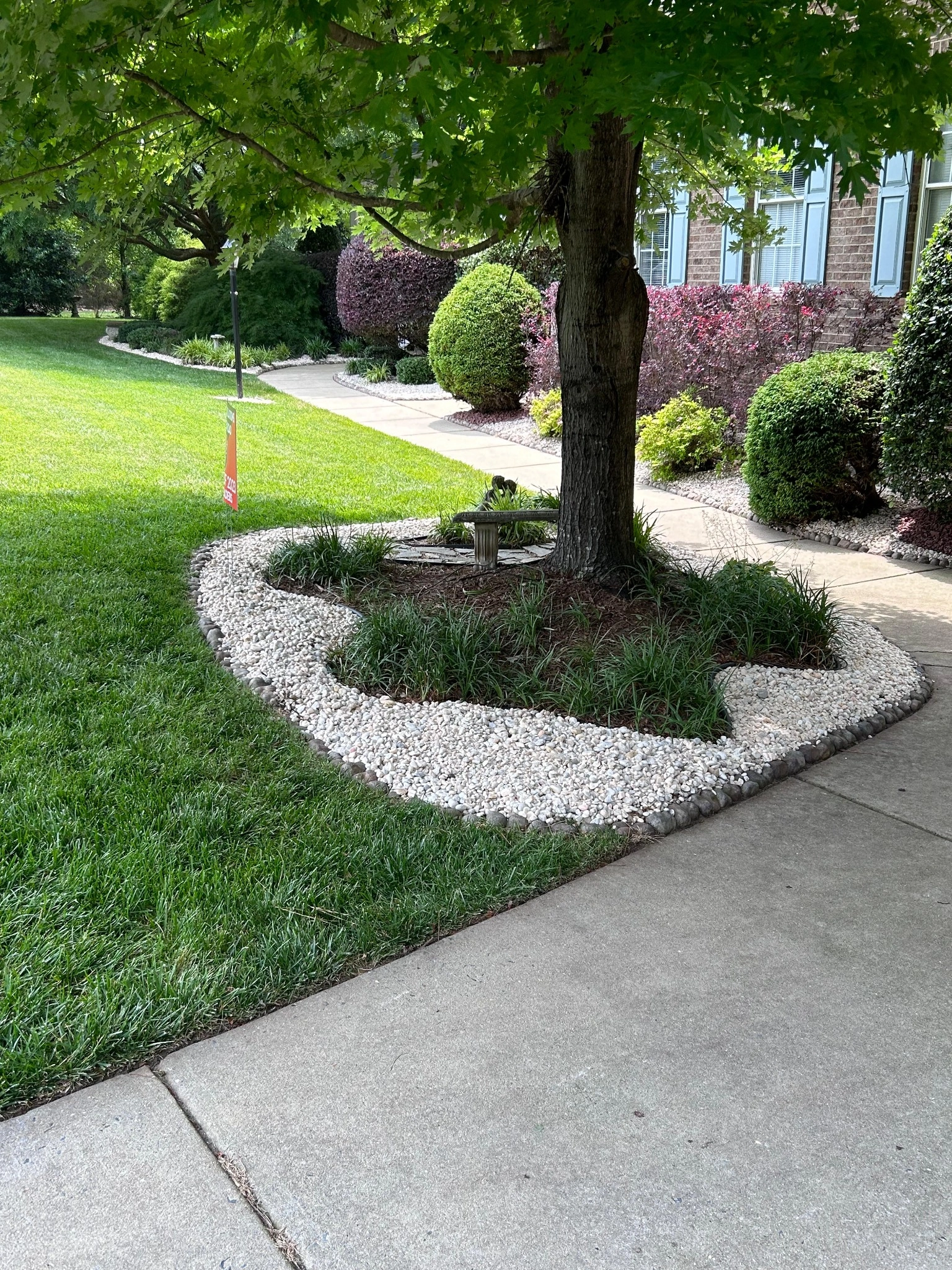 Freshly mowed lawn with clean cutting lines